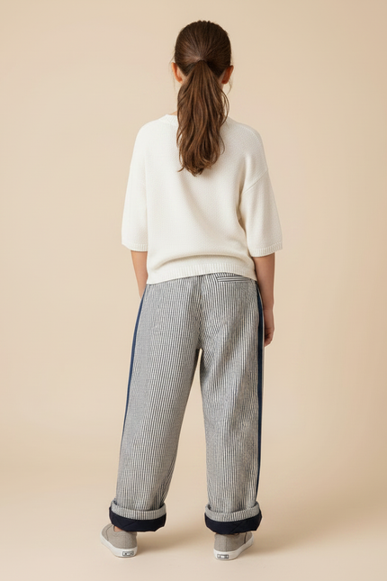 Pantalon Fluide Rayé Large Doublé Hiver Enfant - Imprimé Toile - vue 2
