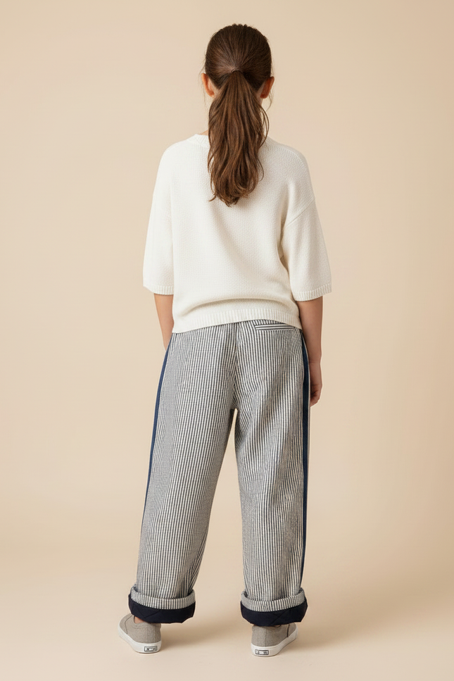 Pantalon Fluide Rayé Large Doublé Hiver Enfant - Imprimé Toile - vue 2