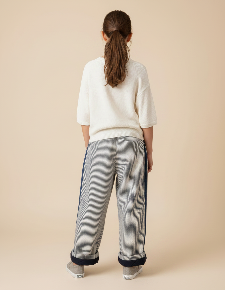 Pantalon Fluide Rayé Large Doublé Hiver Enfant - Imprimé Toile - vue 2