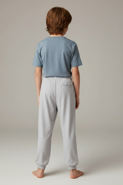 Pantalon Fluide Gris Clair Ample Coton Enfant - Viscose - vue 2