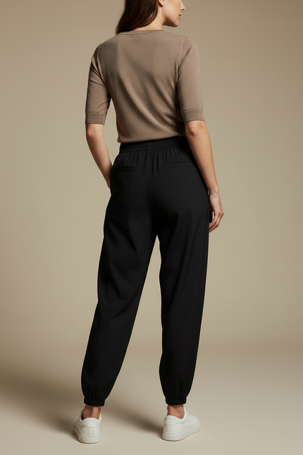Pantalon Fluide Noir Ample Décontracté Sportif Femme - Polyester - vue 2