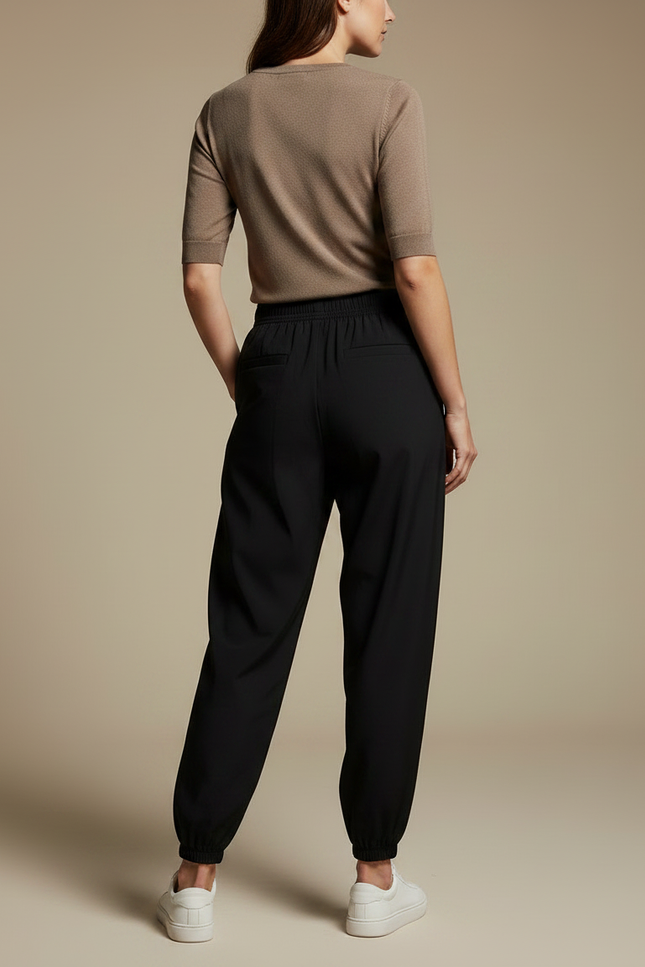 Pantalon Fluide Noir Ample Décontracté Sportif Femme - Polyester - vue 2