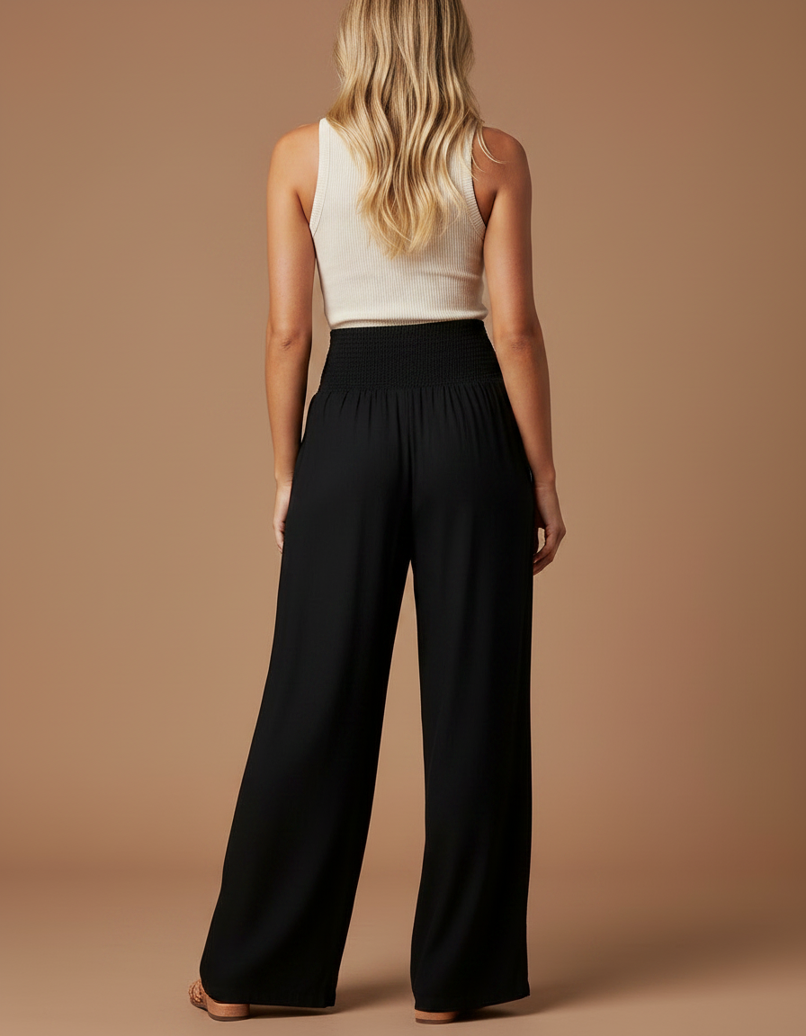 Pantalon Fluide Bohème Chic - Noir Viscose - vue 2