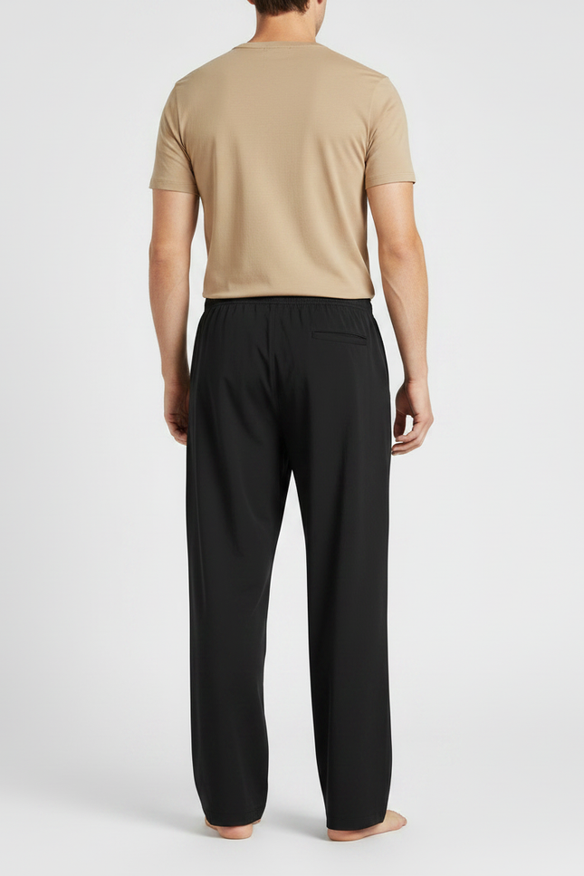 Pantalon Fluide Noir Ample Coton Droit Confortable - Polyester - vue 2