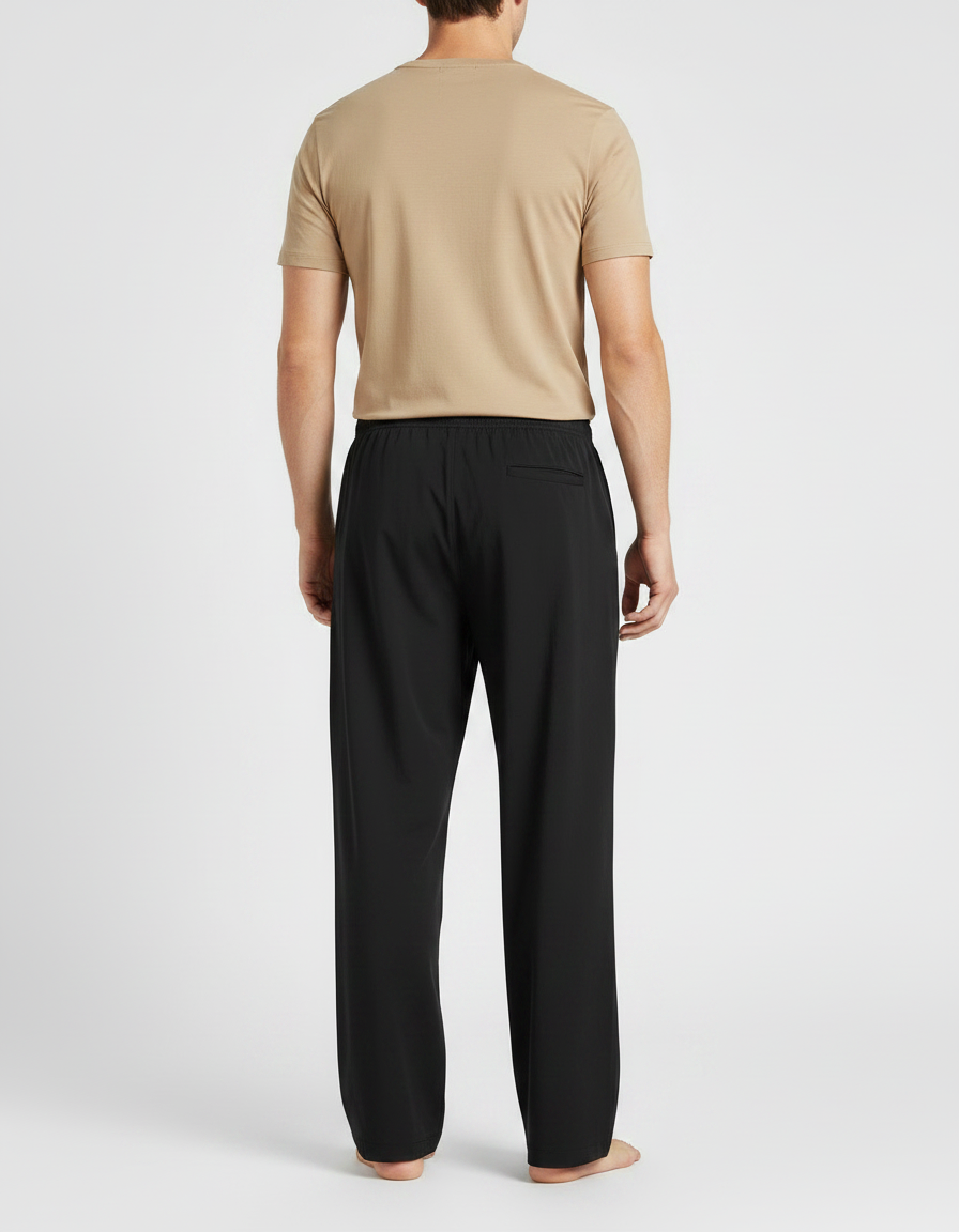 Pantalon Fluide Noir Ample Coton Droit Confortable - Polyester - vue 2