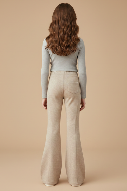 Pantalon Patte D'éléphant Fluide - Beige Molleton - vue 2