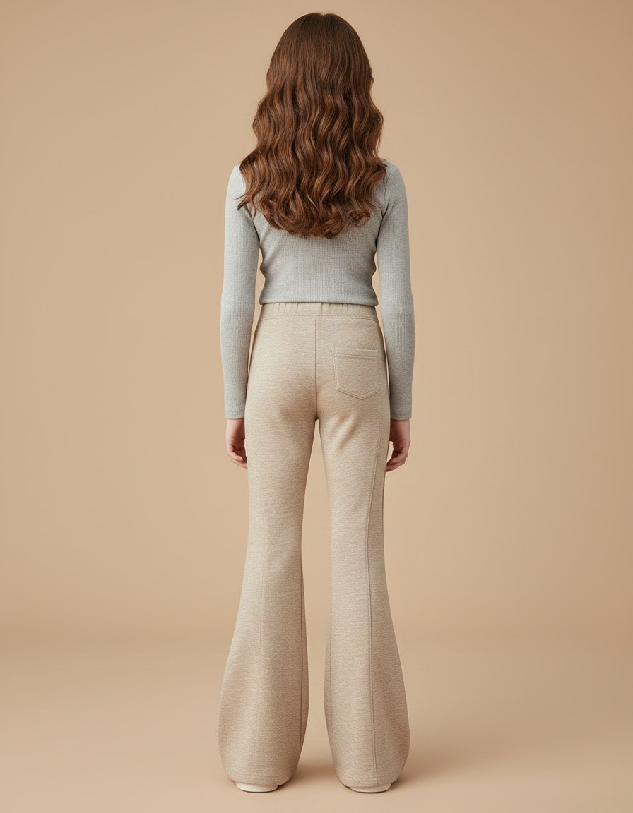 Pantalon Patte D'éléphant Fluide - Beige Molleton - vue 2