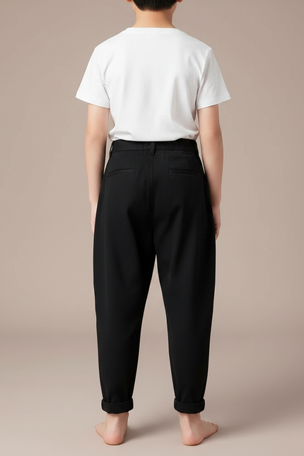 Pantalon Fluide Noir Ample Plissé Confortable Enfant - Polyester - vue 2