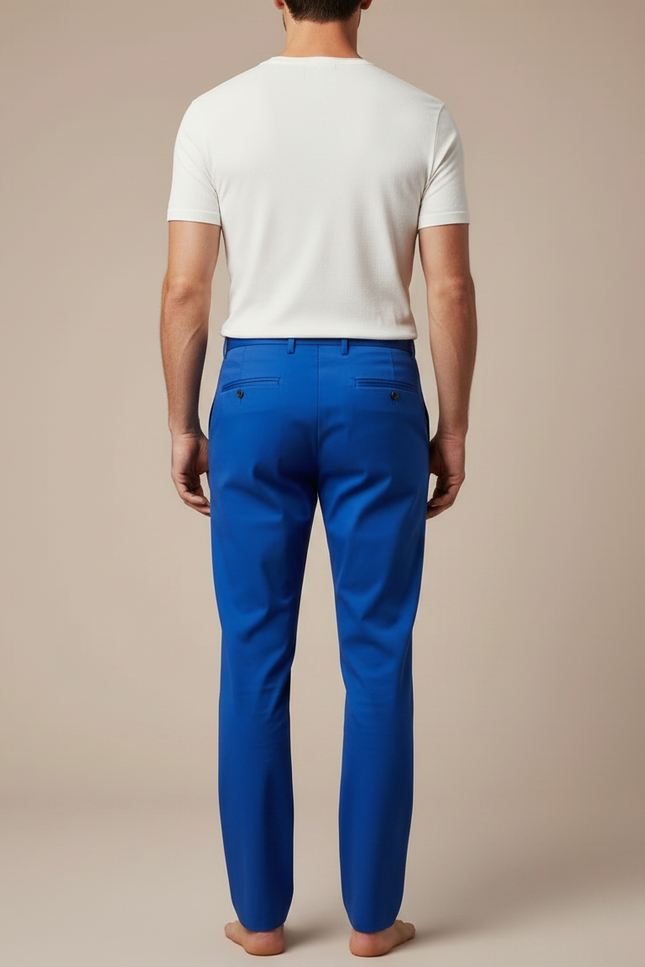 Pantalon Fluide Bleu Royal Droit Élégant Homme - Polyester - vue 2