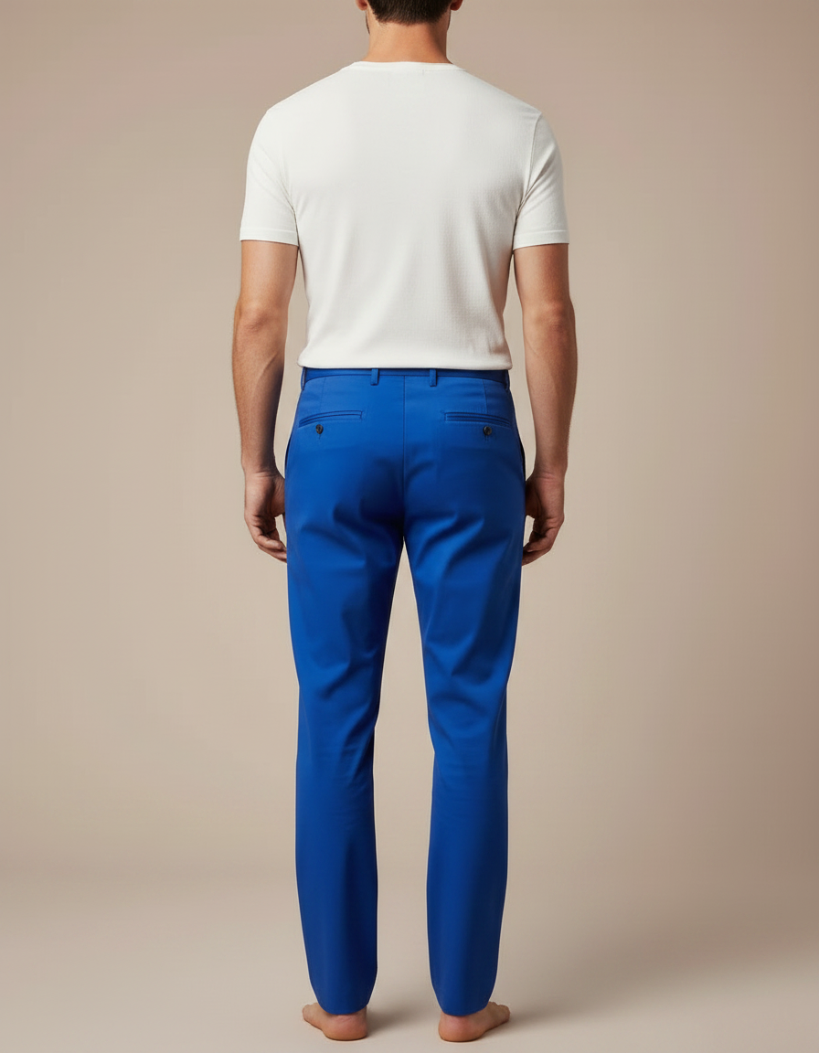 Pantalon Fluide Bleu Royal Droit Élégant Homme - Polyester - vue 2