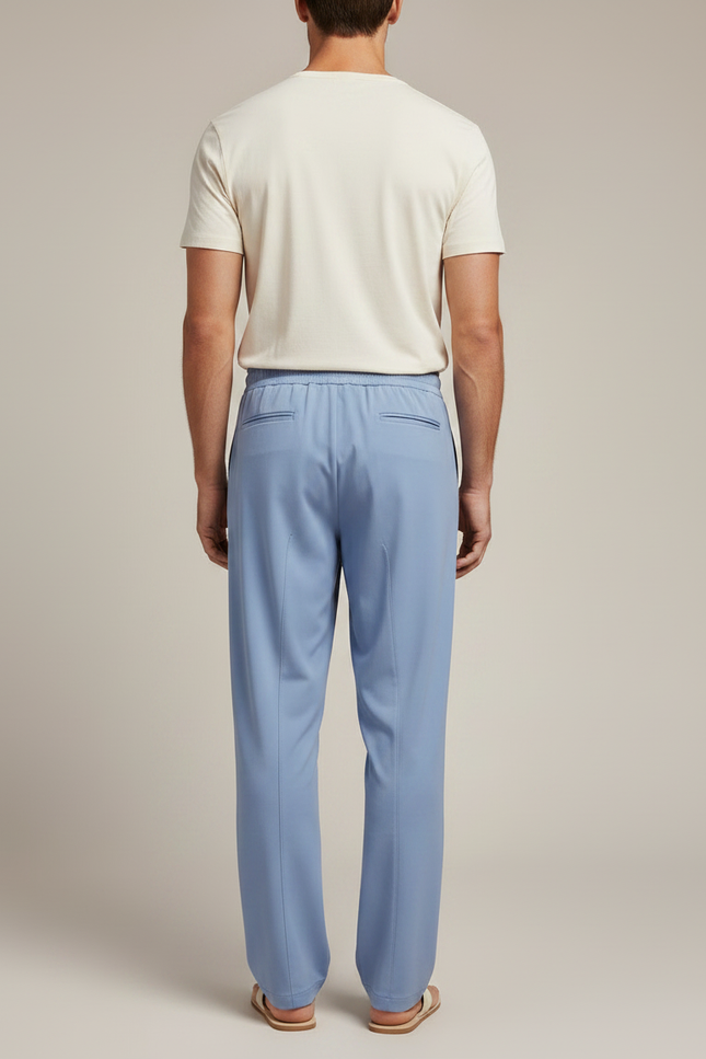 Pantalon Fluide Bleu Ciel Droit Cordon Homme - Viscose - vue 2