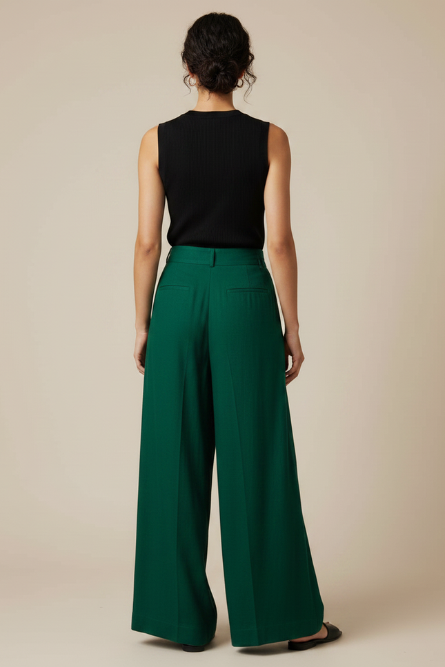 Pantalon Fluide Soleil - Vert Viscose - vue 2