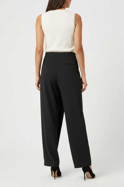 Pantalon Fluide Noir Élégant Décontracté Taille Haute - Viscose - vue 2