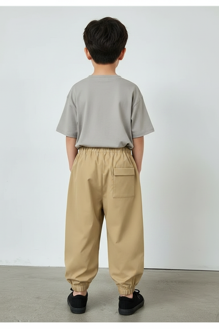 Pantalon Fluide Cargo Kaki Ample Coton Enfant - Polyester - vue 2