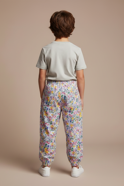 Pantalon Fluide Fleuri Ample Élastiqué Unisexe Été - Multicolore Viscose - vue 2