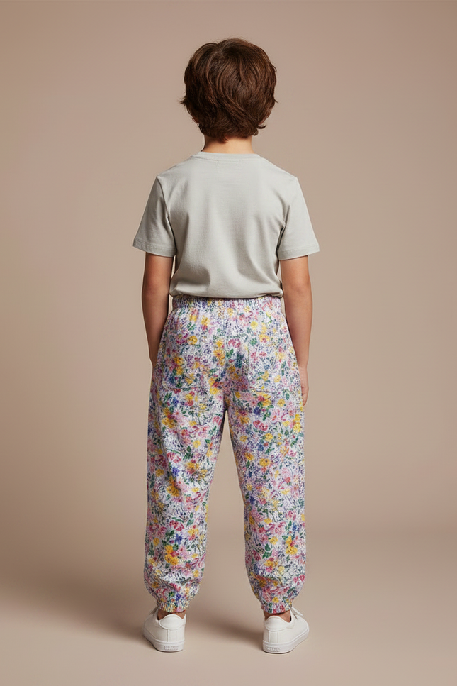 Pantalon Fluide Fleuri Ample Élastiqué Unisexe Été - Multicolore Viscose - vue 2