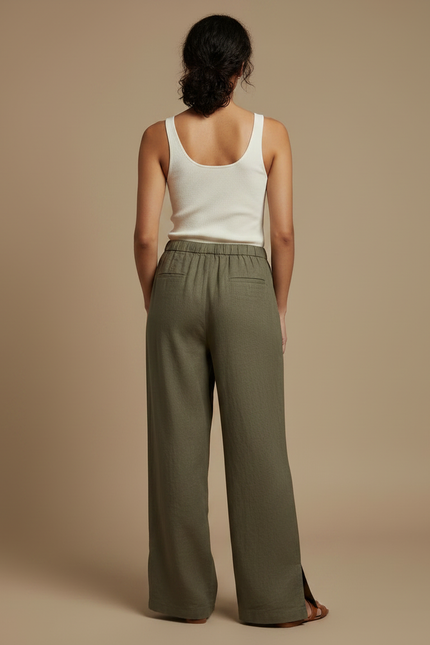 Pantalon Fluide Femme Boheme - Kaki Lin - vue 2