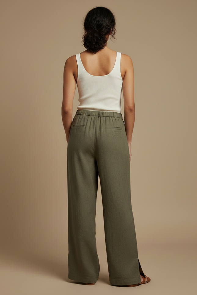 Pantalon Fluide Femme Boheme - Kaki Lin - vue 2