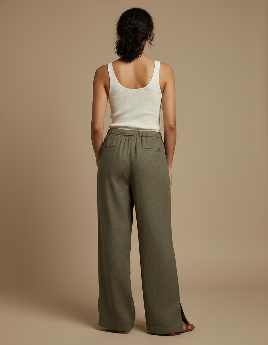 Pantalon Fluide Femme Boheme - Kaki Lin - vue 2