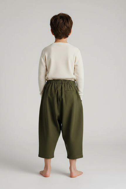 Pantalon Fluide Garçon Kaki Coupe Ample Coton - Molleton - vue 2