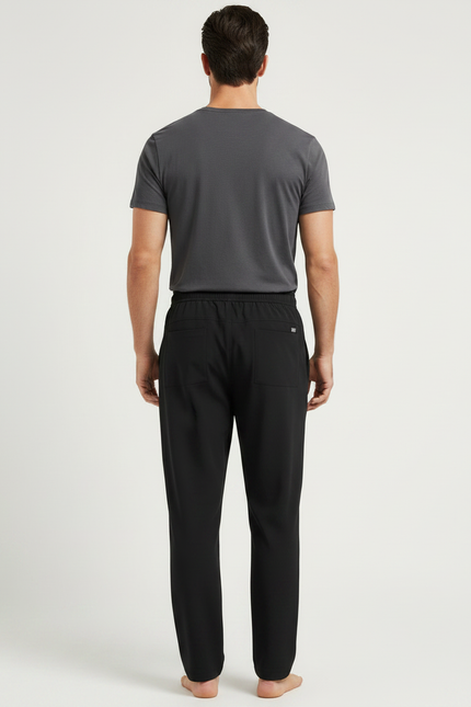 Pantalon Fluide Homme Noir Coupe Ample Viscose Été 4 - Polyester - vue 2