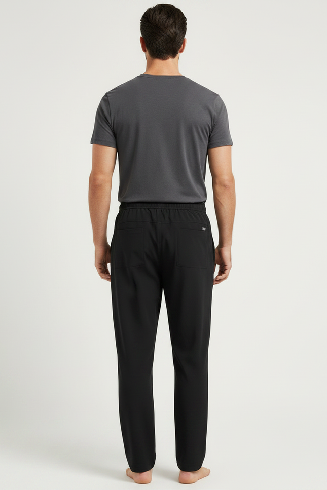 Pantalon Fluide Homme Noir Coupe Ample Viscose Été 4 - Polyester - vue 2