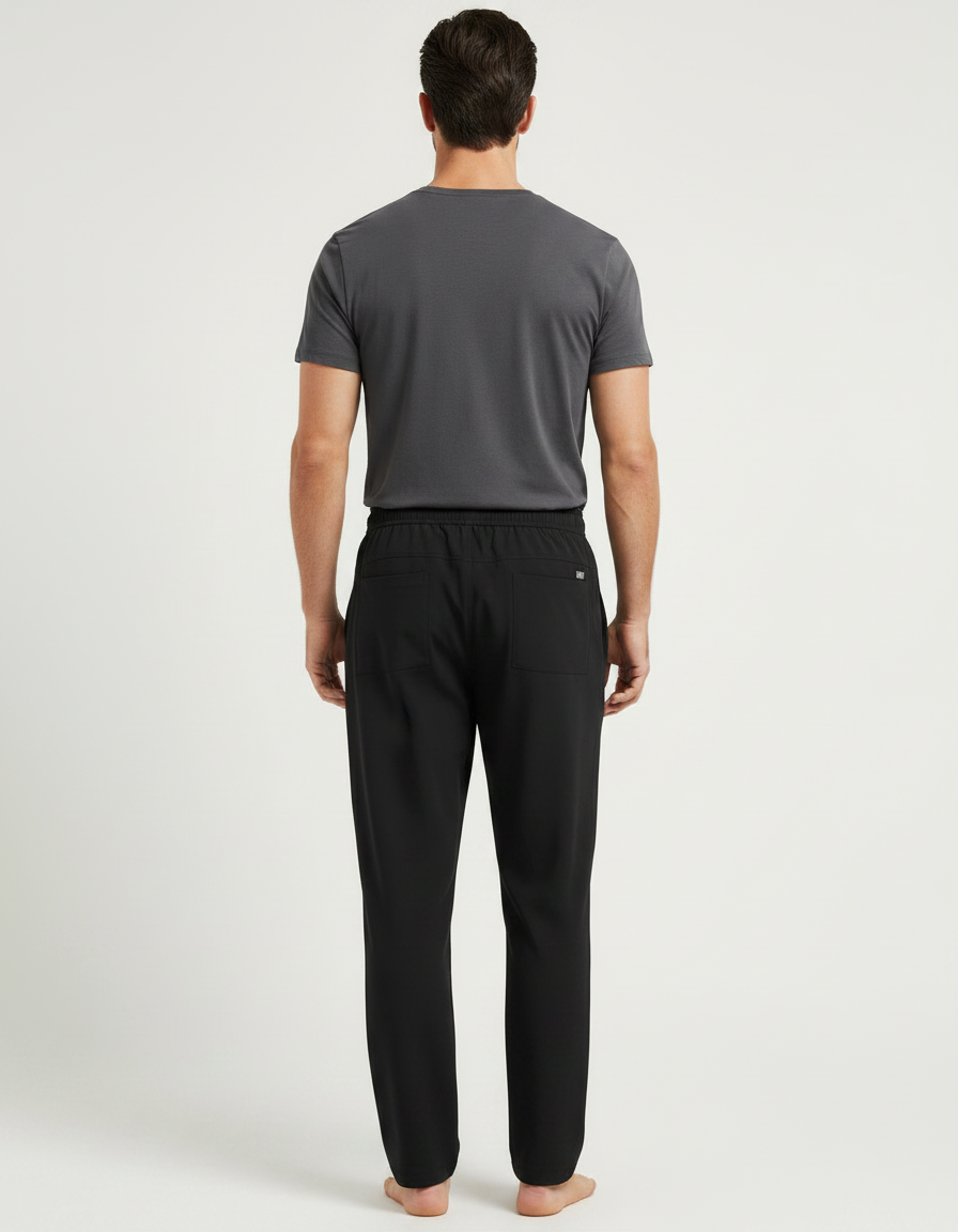 Pantalon Fluide Homme Noir Coupe Ample Viscose Été 4 - Polyester - vue 2