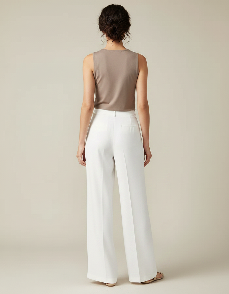 Pantalon Blanc Fluide Mariage - Viscose - vue 2