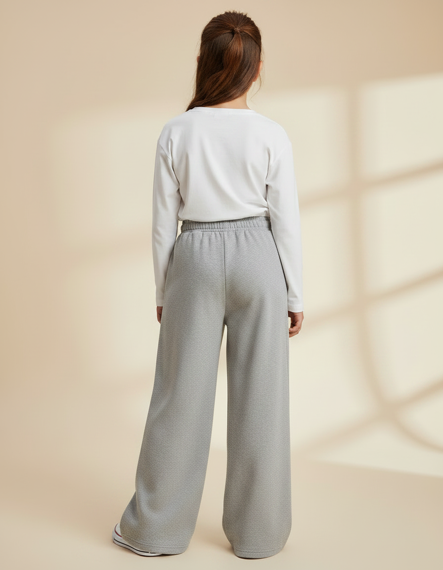 Pantalon Fluide Gris Ample Confortable Enfant - Molleton - vue 2