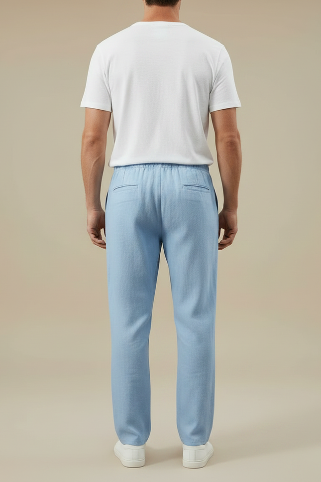 Pantalon Fluide Couleur Jean - Bleu Lin - vue 2