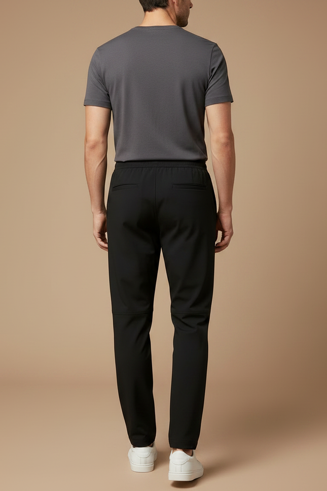 Pantalon Fluide Homme Noir Coupe Ample Polyester Chic Mi-saison - vue 2