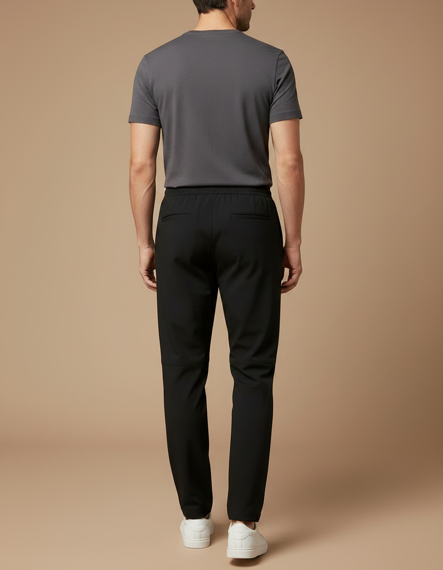 Pantalon Fluide Homme Noir Coupe Ample Polyester Chic Mi-saison - vue 2