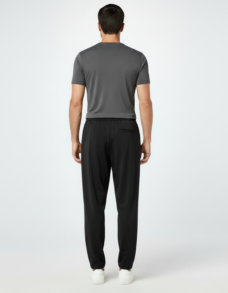 Pantalon Fluide Noir Droit Décontracté Homme - Polyester - vue 2