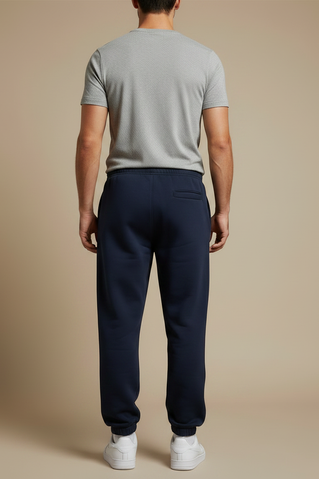 Pantalon Fluide Bleu Marine Décontracté Molletonné Homme - vue 2