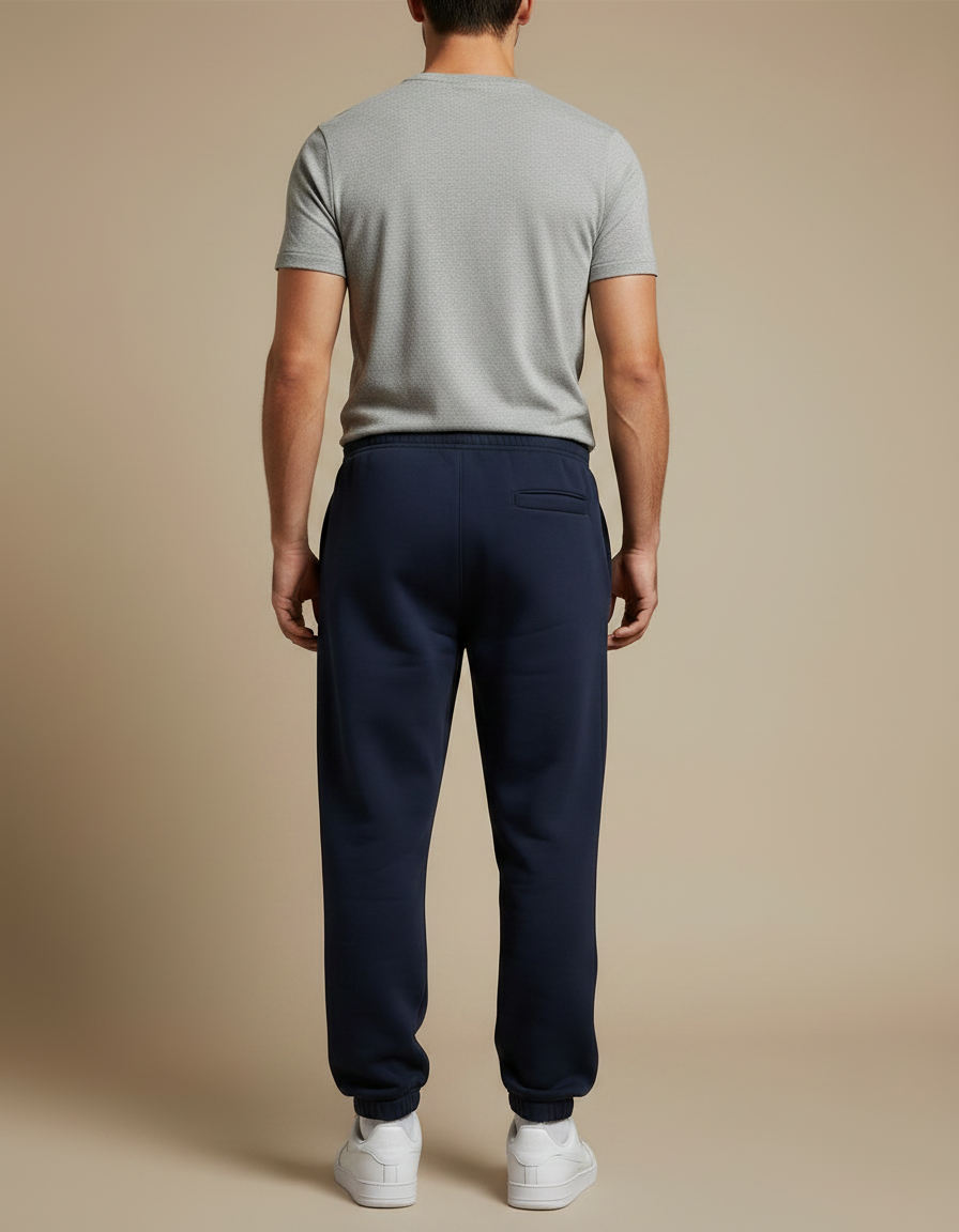 Pantalon Fluide Bleu Marine Décontracté Molletonné Homme - vue 2