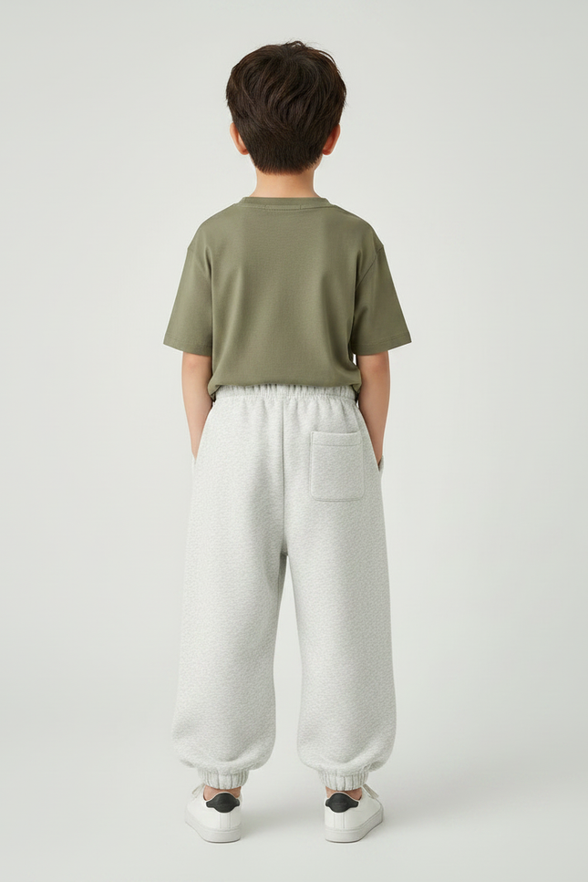 Pantalon Fluide Garçon Gris Coupe Ample Coton Mi-saison 2 - Molleton - vue 2