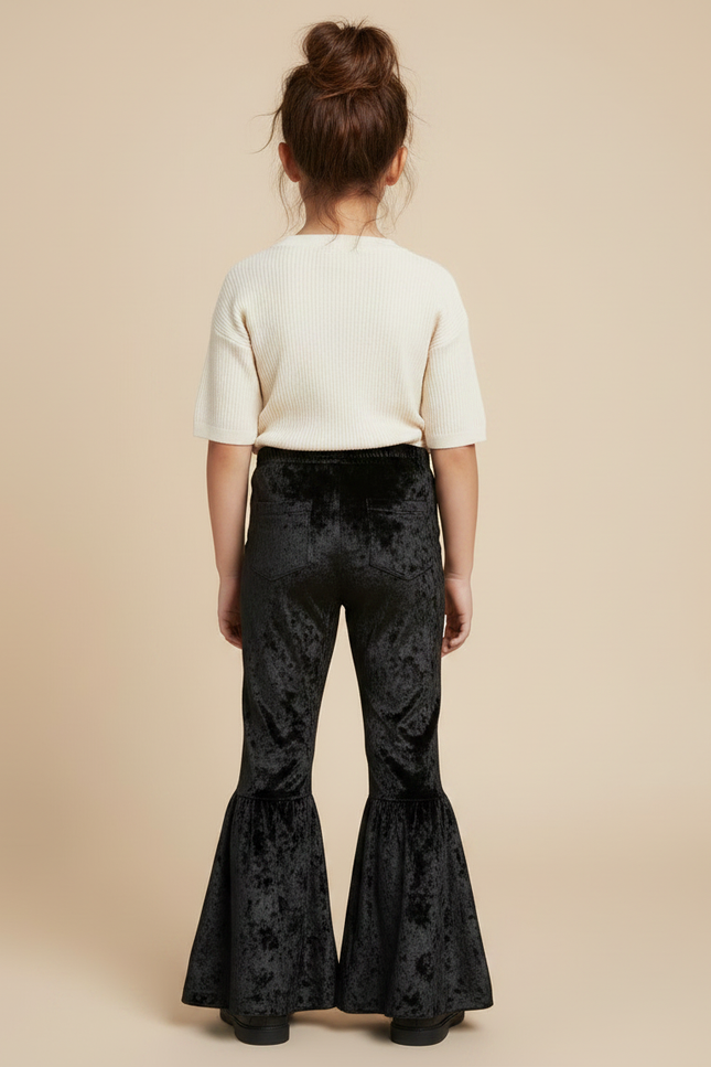 Pantalon Fluide Velours Noir Évasé Enfant Confortable - vue 2