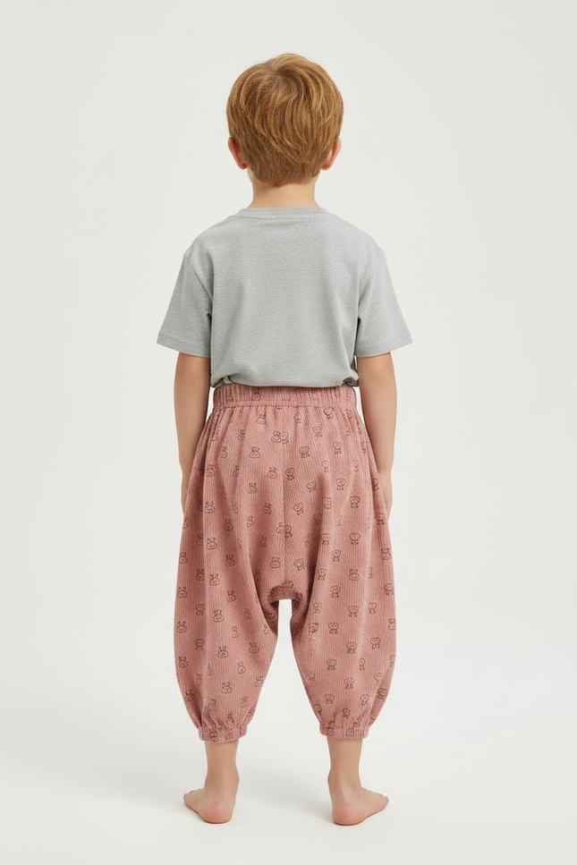 Pantalon Fluide Rose Côtelé Ample Lapins Enfant - Cordé - vue 2