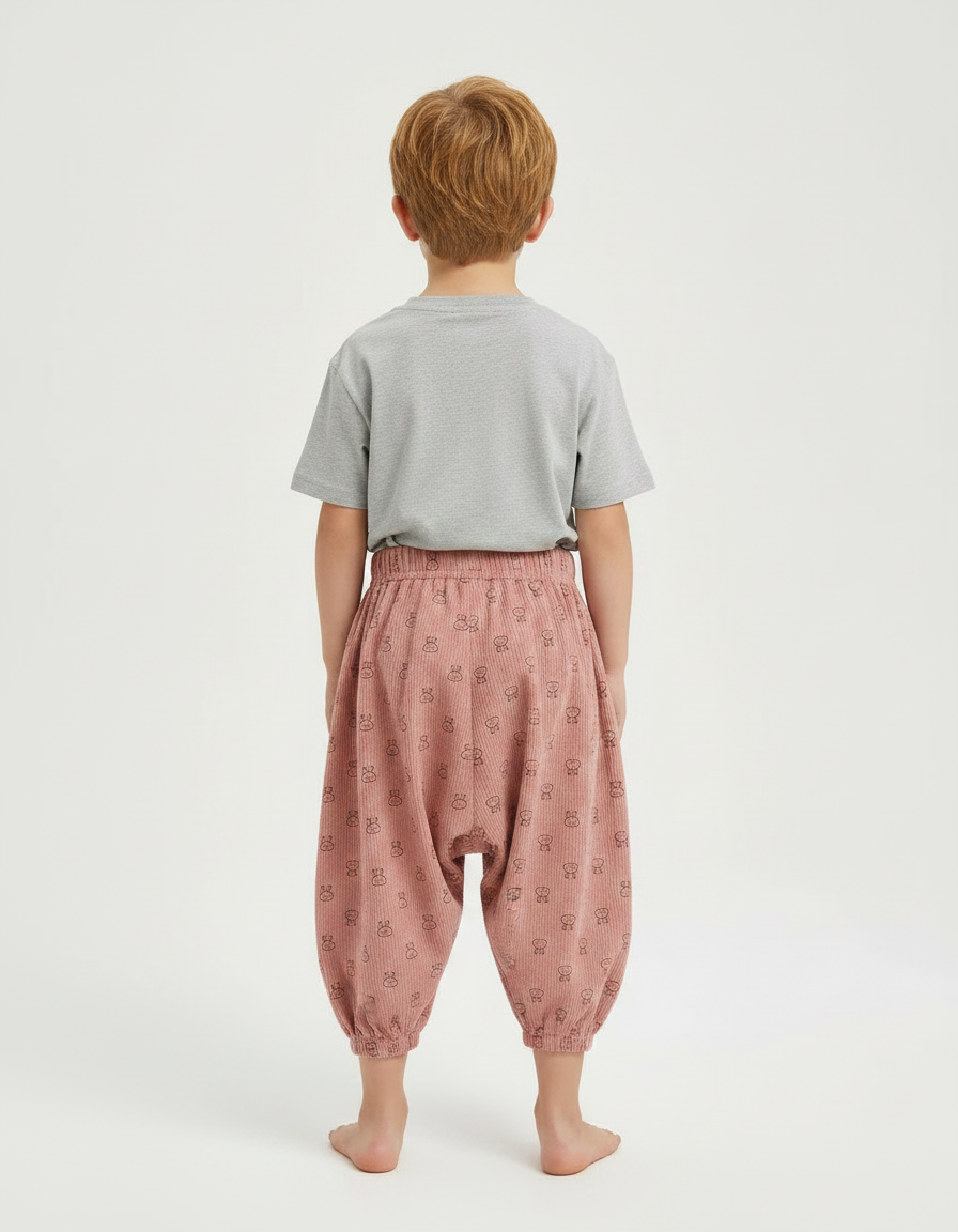 Pantalon Fluide Rose Côtelé Ample Lapins Enfant - Cordé - vue 2