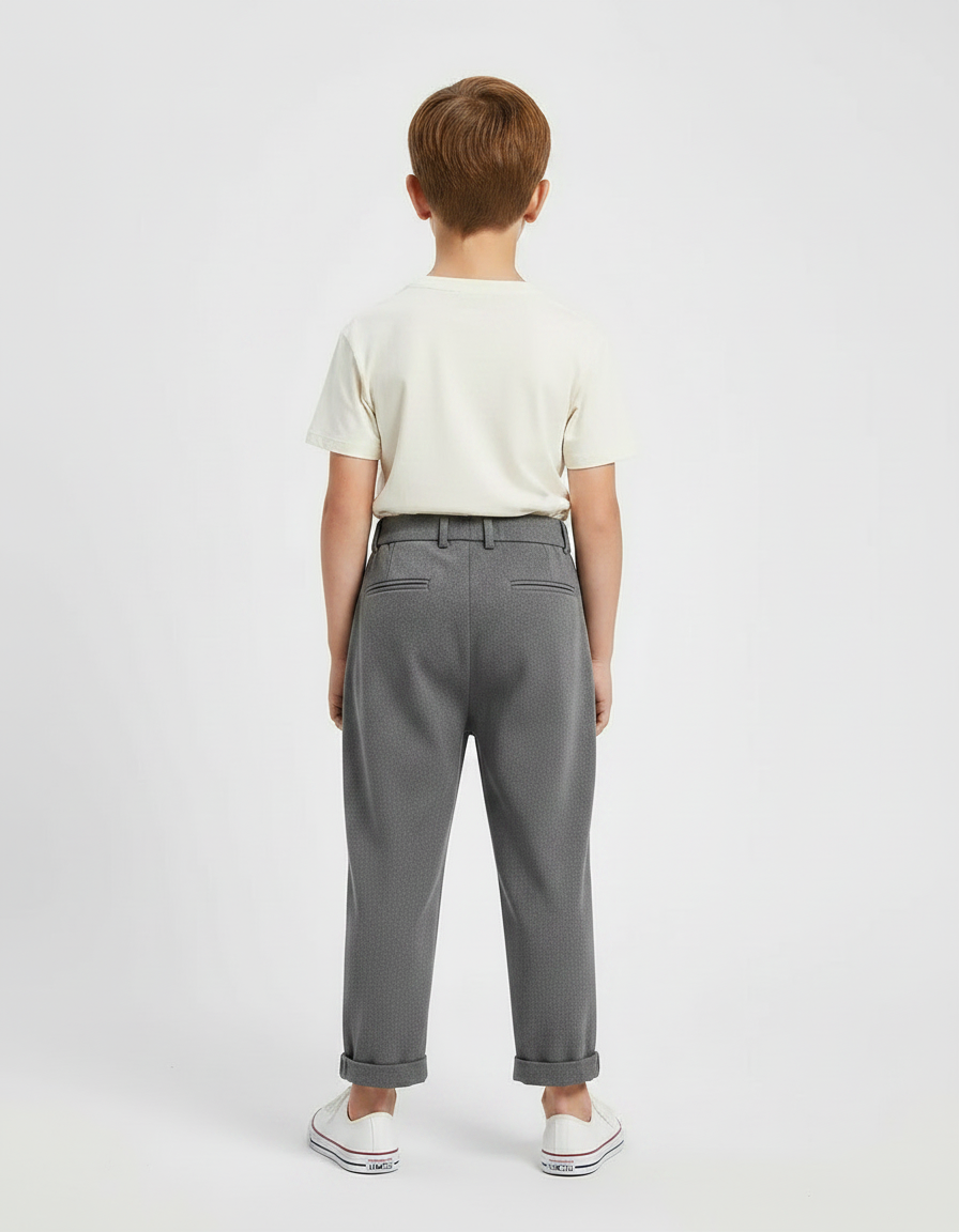 Pantalon Fluide Garçon Gris Coupe Ample - Polyester - vue 2