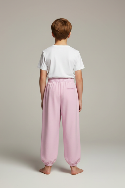 Pantalon Fluide Rose Ample Coton Élastique Enfant - Molleton - vue 2