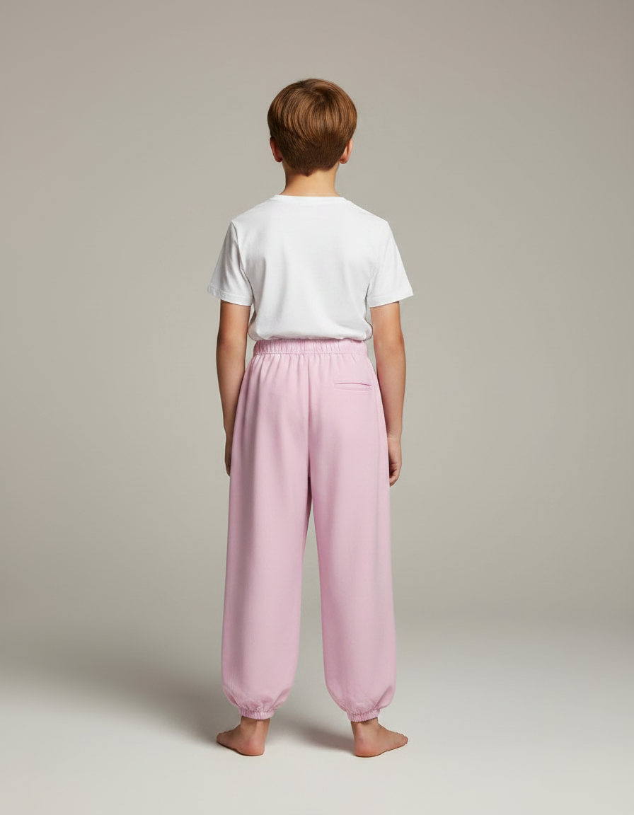 Pantalon Fluide Rose Ample Coton Élastique Enfant - Molleton - vue 2