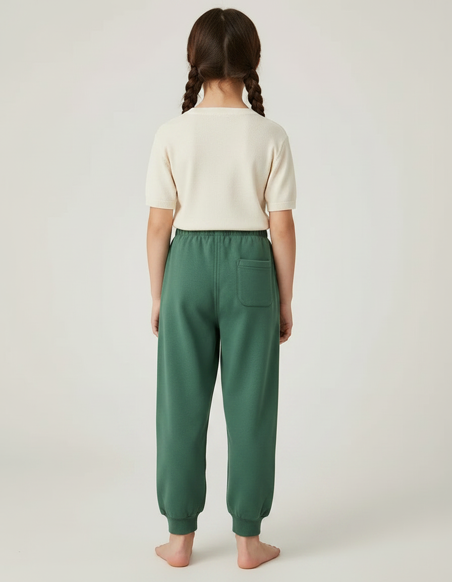 Pantalon Fluide Vert Ample Coton Brodé Enfant - Molleton - vue 2
