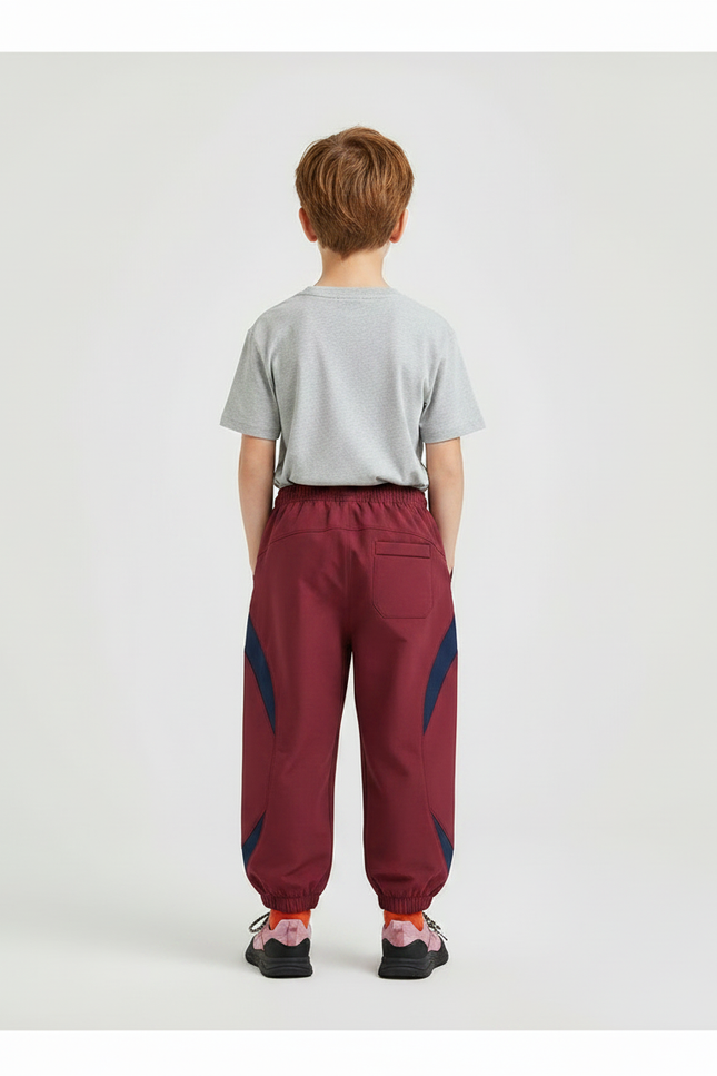 Pantalon Fluide Bordeaux Sportif Ample Décontracté Enfant - Polyester - vue 2