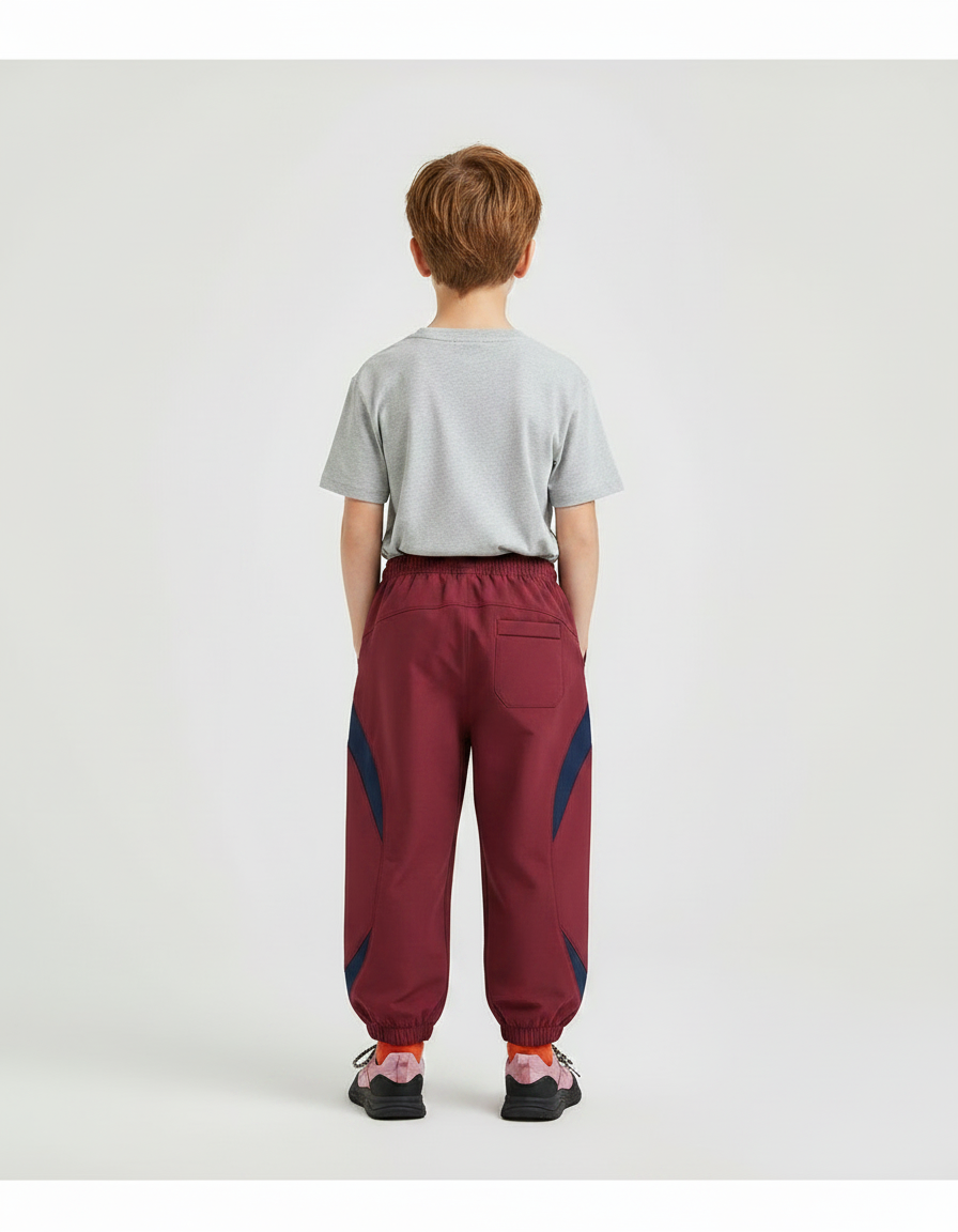 Pantalon Fluide Bordeaux Sportif Ample Décontracté Enfant - Polyester - vue 2