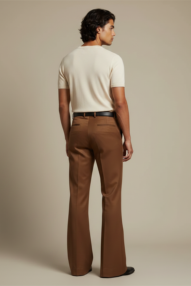 Pantalon Fluide Évasé - Marron Gabardine - vue 2