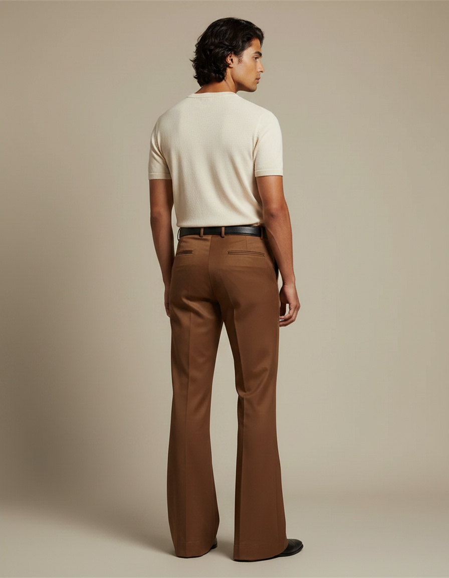 Pantalon Fluide Évasé - Marron Gabardine - vue 2