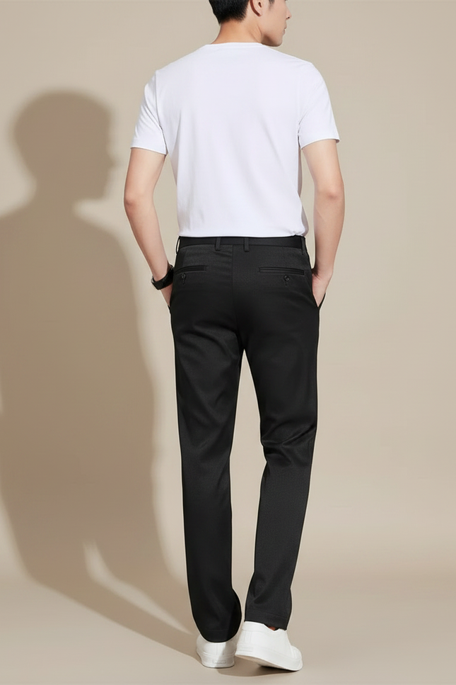 Pantalon Fluide Noir Droit Décontracté Homme Respirant - Polyester - vue 2