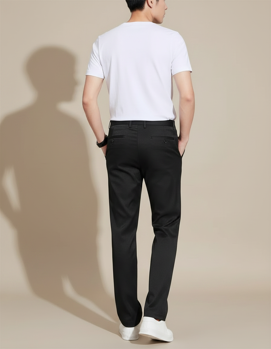 Pantalon Fluide Noir Droit Décontracté Homme Respirant - Polyester - vue 2