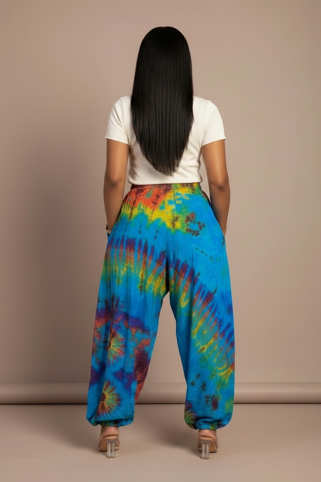 Pantalon Fluide Tie-Dye Ample Coloré Confortable Bohème - Multicolore Viscose - vue 2
